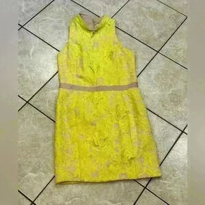 English Factory Bright Yellow Lace Sleeveless Dress Size Medium
